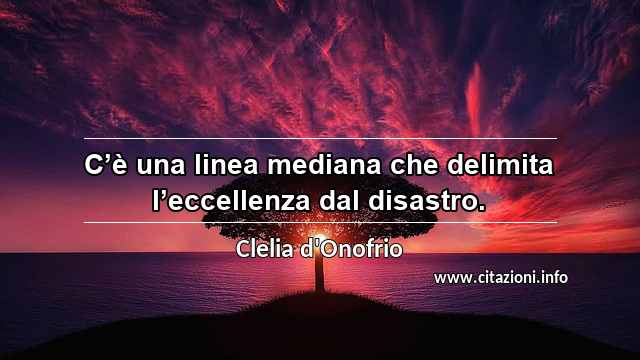 “C’è una linea mediana che delimita l’eccellenza dal disastro.”