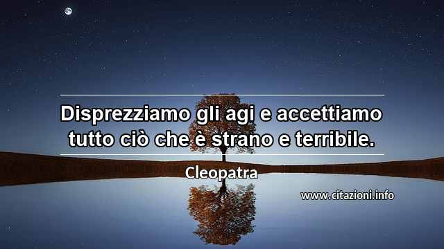 “Disprezziamo gli agi e accettiamo tutto ciò che è strano e terribile.”