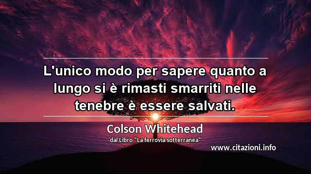 “L'unico modo per sapere quanto a lungo si è rimasti smarriti nelle tenebre è essere salvati.”