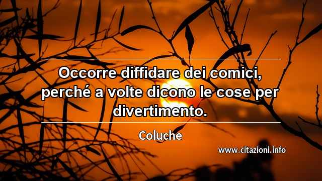“Occorre diffidare dei comici, perché a volte dicono le cose per divertimento.”