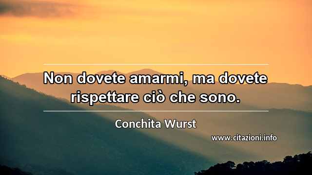 “Non dovete amarmi, ma dovete rispettare ciò che sono.”