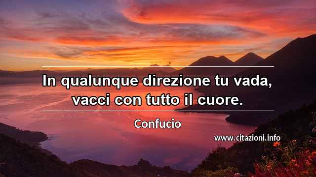 “In qualunque direzione tu vada, vacci con tutto il cuore.”