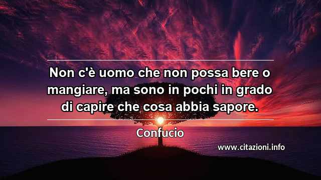 “Non c'è uomo che non possa bere o mangiare, ma sono in pochi in grado di capire che cosa abbia sapore.”
