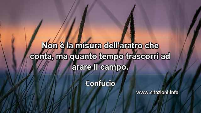 “Non è la misura dell'aratro che conta, ma quanto tempo trascorri ad arare il campo.”