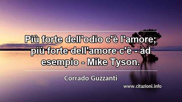 “Più forte dell'odio c'è l'amore; più forte dell'amore c'è - ad esempio - Mike Tyson.”