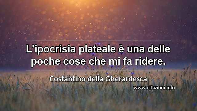 “L'ipocrisia plateale è una delle poche cose che mi fa ridere.”