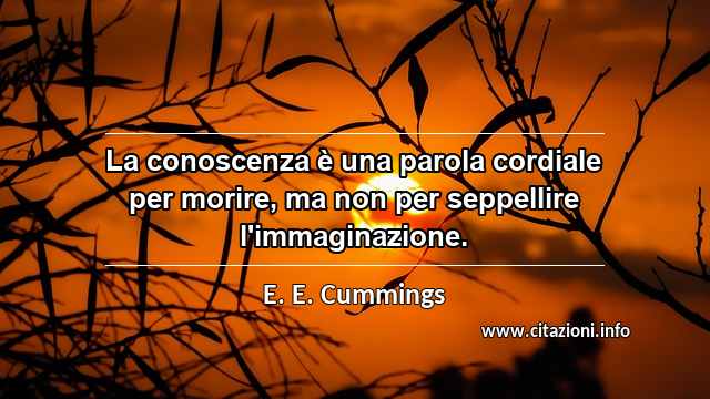 “La conoscenza è una parola cordiale per morire, ma non per seppellire l'immaginazione.”