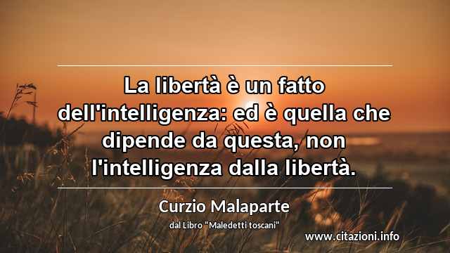 “La libertà è un fatto dell'intelligenza: ed è quella che dipende da questa, non l'intelligenza dalla libertà.”