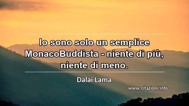 “Io sono solo un semplice MonacoBuddista - niente di più, niente di meno.”