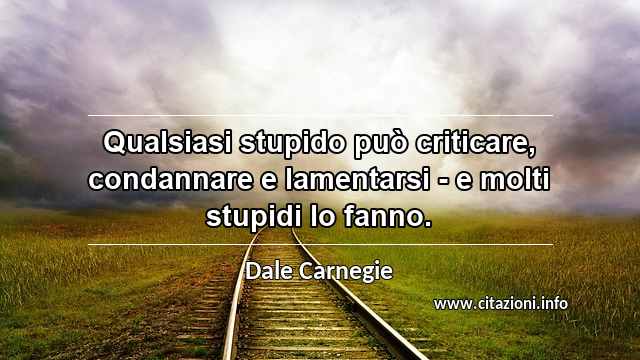 “Qualsiasi stupido può criticare, condannare e lamentarsi - e molti stupidi lo fanno.”