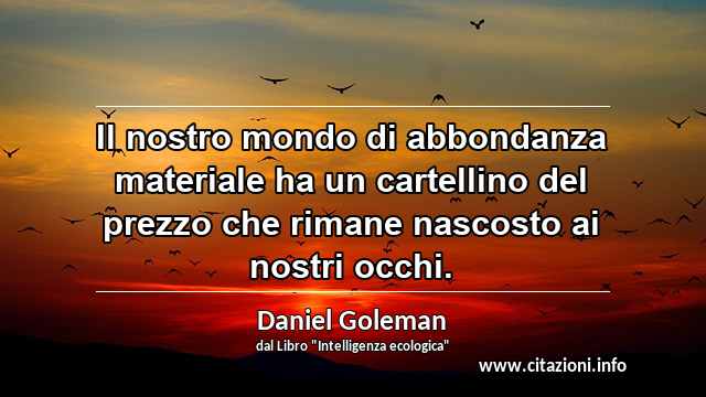 “Il nostro mondo di abbondanza materiale ha un cartellino del prezzo che rimane nascosto ai nostri occhi.”