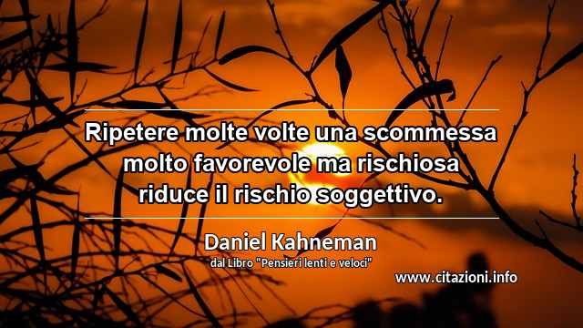 “Ripetere molte volte una scommessa molto favorevole ma rischiosa riduce il rischio soggettivo.”