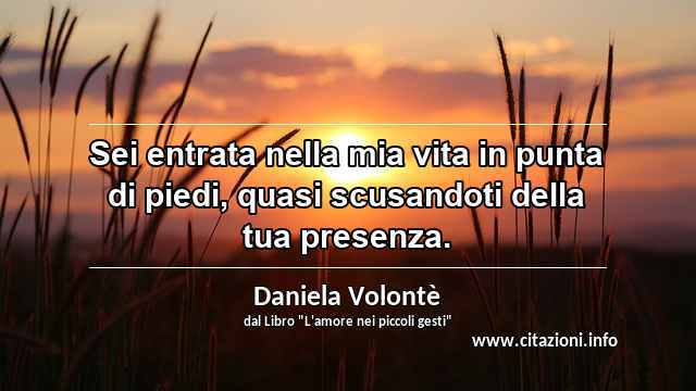 “Sei entrata nella mia vita in punta di piedi, quasi scusandoti della tua presenza.”