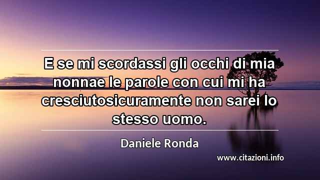 “E se mi scordassi gli occhi di mia nonnae le parole con cui mi ha cresciutosicuramente non sarei lo stesso uomo.”