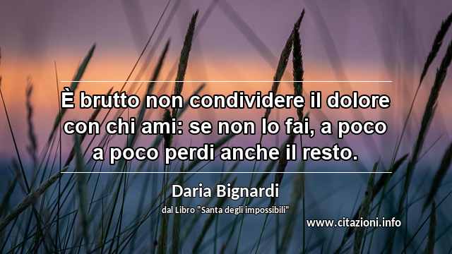 “È brutto non condividere il dolore con chi ami: se non lo fai, a poco a poco perdi anche il resto.”