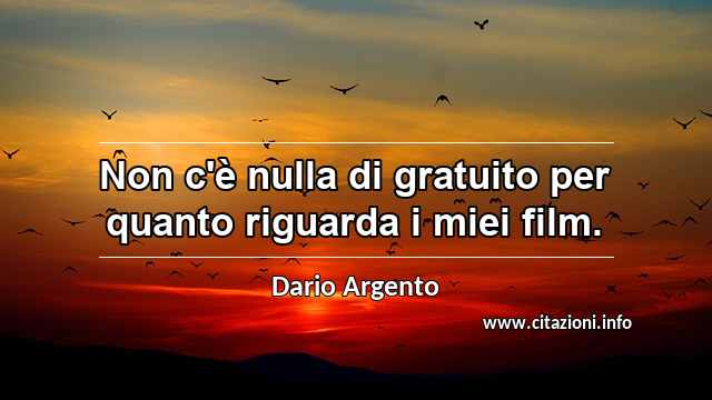 “Non c'è nulla di gratuito per quanto riguarda i miei film.”
