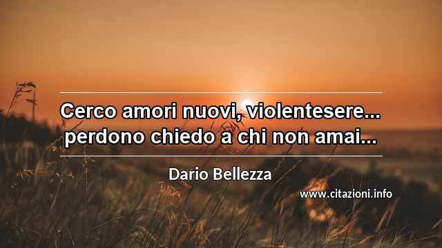 “Cerco amori nuovi, violentesere... perdono chiedo a chi non amai...”