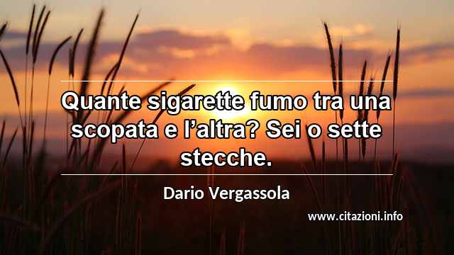 “Quante sigarette fumo tra una scopata e l’altra? Sei o sette stecche.”
