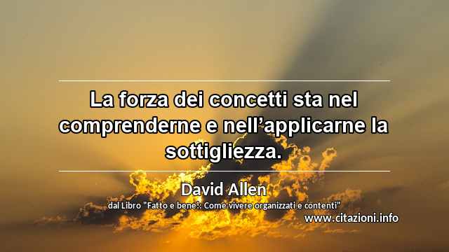 “La forza dei concetti sta nel comprenderne e nell’applicarne la sottigliezza.”