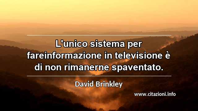 “L'unico sistema per fareinformazione in televisione è di non rimanerne spaventato.”