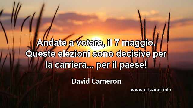 “Andate a votare, il 7 maggio. Queste elezioni sono decisive per la carriera... per il paese!”
