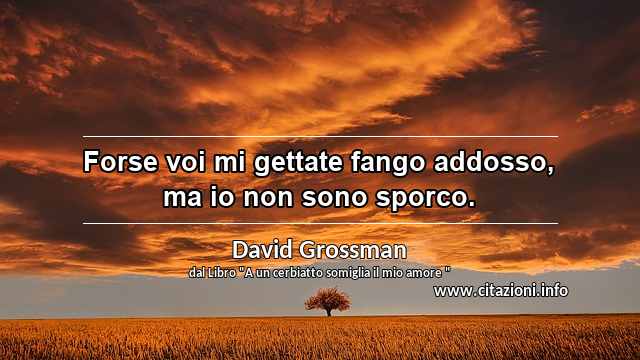 “Forse voi mi gettate fango addosso, ma io non sono sporco.”