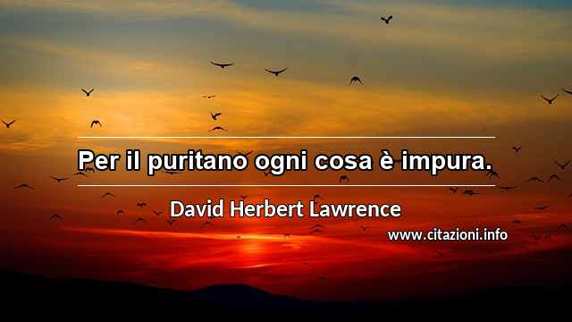 “Per il puritano ogni cosa è impura.”