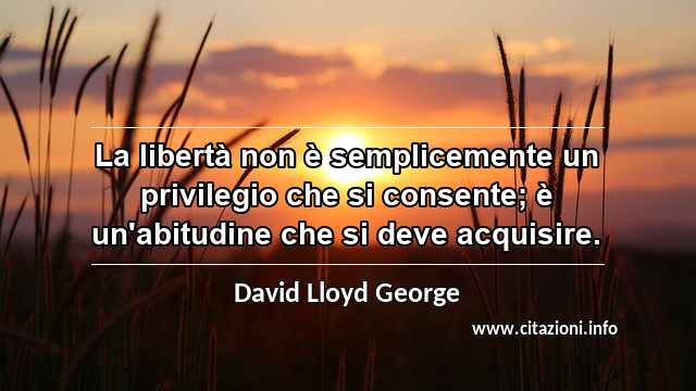 “La libertà non è semplicemente un privilegio che si consente; è un'abitudine che si deve acquisire.”
