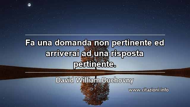 “Fa una domanda non pertinente ed arriverai ad una risposta pertinente.”