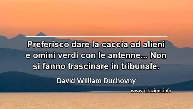 “Preferisco dare la caccia ad alieni e omini verdi con le antenne... Non si fanno trascinare in tribunale.”