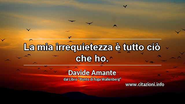 “La mia irrequietezza è tutto ciò che ho.”