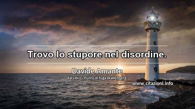 “Trovo lo stupore nel disordine.”