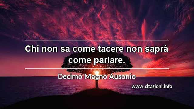 “Chi non sa come tacere non saprà come parlare.”