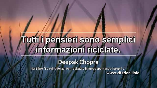 “Tutti i pensieri sono semplici informazioni riciclate.”