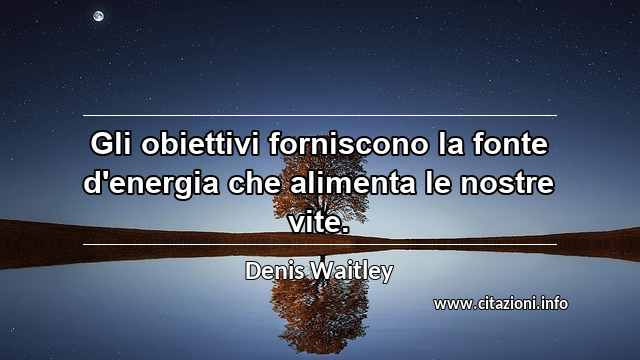 “Gli obiettivi forniscono la fonte d'energia che alimenta le nostre vite.”