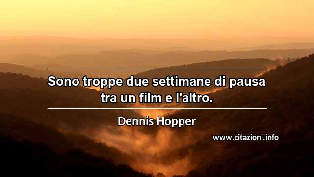 “Sono troppe due settimane di pausa tra un film e l'altro.”