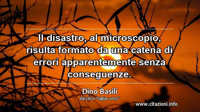 “Il disastro, al microscopio, risulta formato da una catena di errori apparentemente senza conseguenze.”