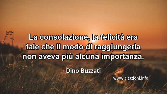 “La consolazione, la felicità era tale che il modo di raggiungerla non aveva più alcuna importanza.”