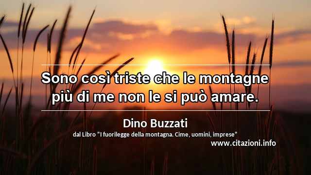 “Sono così triste che le montagne più di me non le si può amare.”