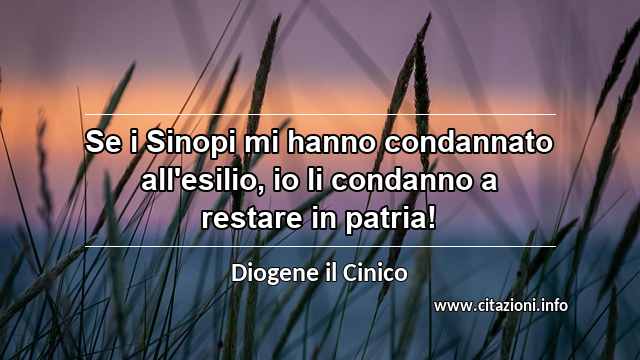 “Se i Sinopi mi hanno condannato all'esilio, io li condanno a restare in patria!”