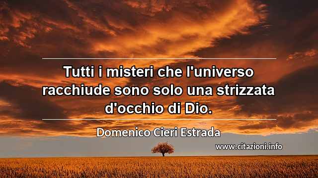 “Tutti i misteri che l'universo racchiude sono solo una strizzata d'occhio di Dio.”