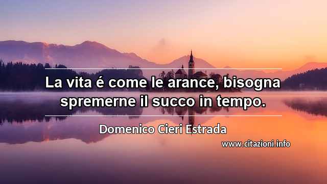 “La vita é come le arance, bisogna spremerne il succo in tempo.”