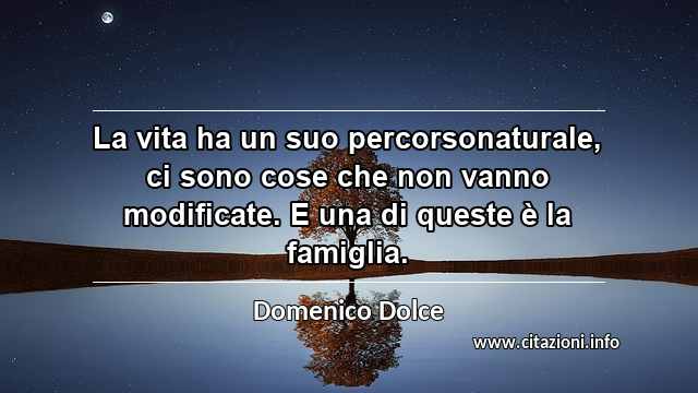 “La vita ha un suo percorsonaturale, ci sono cose che non vanno modificate. E una di queste è la famiglia.”