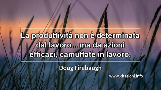 “La produttività non è determinata dal lavoro... ma da azioni efficaci, camuffate in lavoro.”