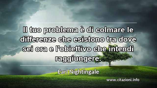 “Il tuo problema è di colmare le differenze che esistono tra dove sei ora e l'obiettivo che intendi raggiungere.”