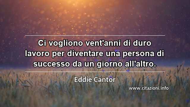 “Ci vogliono vent'anni di duro lavoro per diventare una persona di successo da un giorno all'altro.”