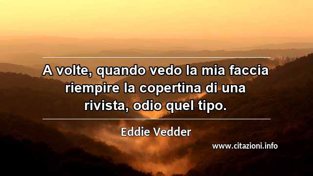 “A volte, quando vedo la mia faccia riempire la copertina di una rivista, odio quel tipo.”