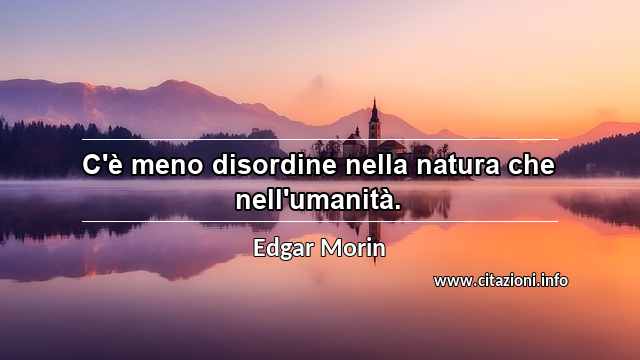 “C'è meno disordine nella natura che nell'umanità.”