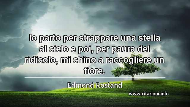 “Io parto per strappare una stella al cielo e poi, per paura del ridicolo, mi chino a raccogliere un fiore.”