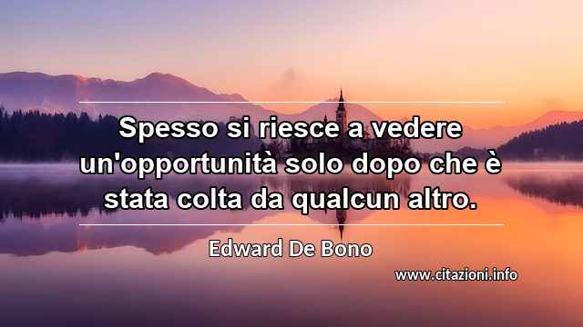 “Spesso si riesce a vedere un'opportunità solo dopo che è stata colta da qualcun altro.”